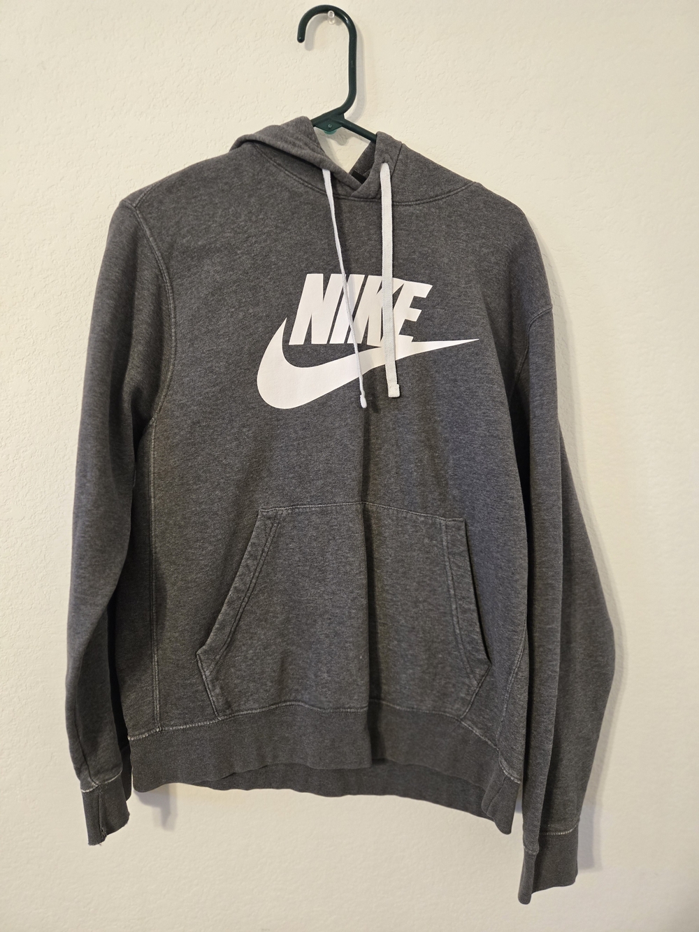 Nike Dark Gray Pullover Hoodie with White Swoosh Logo